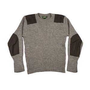 Cabela's Heavyweight Windshear 100% Pure Wool Gray Henley Sweater Size L elbow